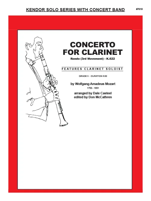 Kendor Music Concerto for Clarinet noty klarinet a band stupeň 5