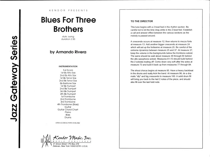 Kendor Music Blues For Three Brothers noty swing partitura