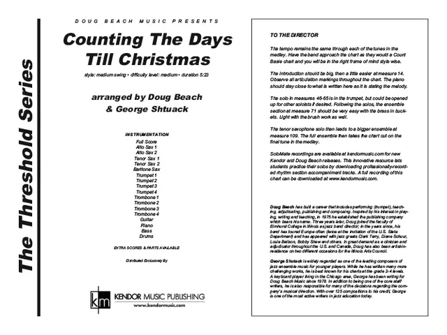 Kendor Music Counting The Days Till Christmas partitura swing