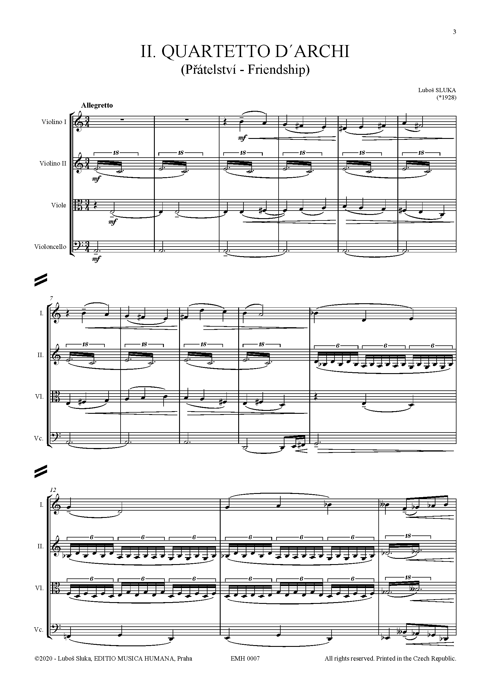 Editio Musica Humana II. Quartetto d’archi noty partitura a hlasy