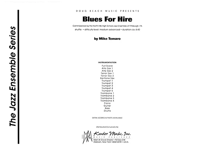 Kendor Music Blues For Hire partitura pro jazz band