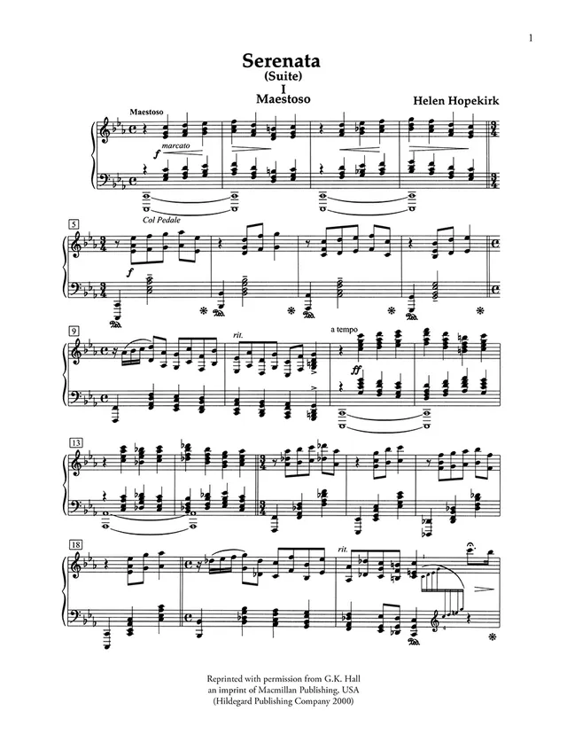 Hildegard Publishing Serenata suita pro klavír Hopekirk