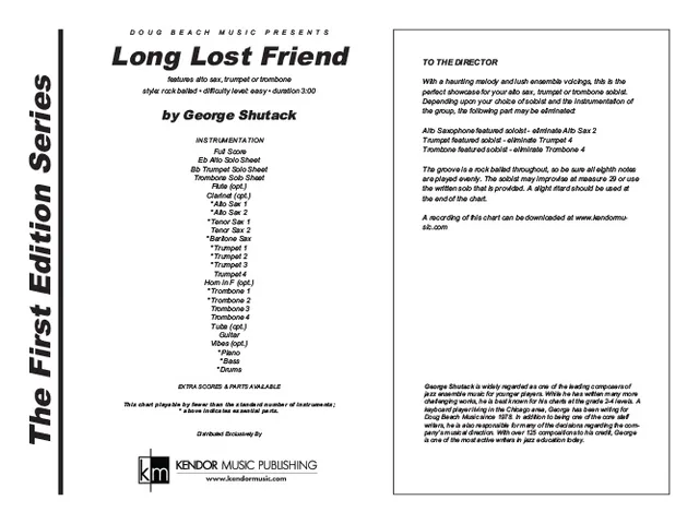 Kendor Music Long Lost Friend partitura full score balada